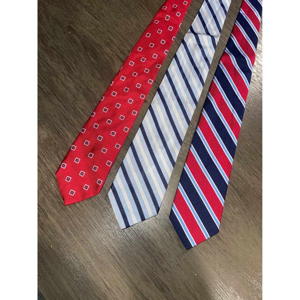 Brooks Brothers Mens Size OS Multicolor Necktie Lot Silk Striped Geometric 3pc
